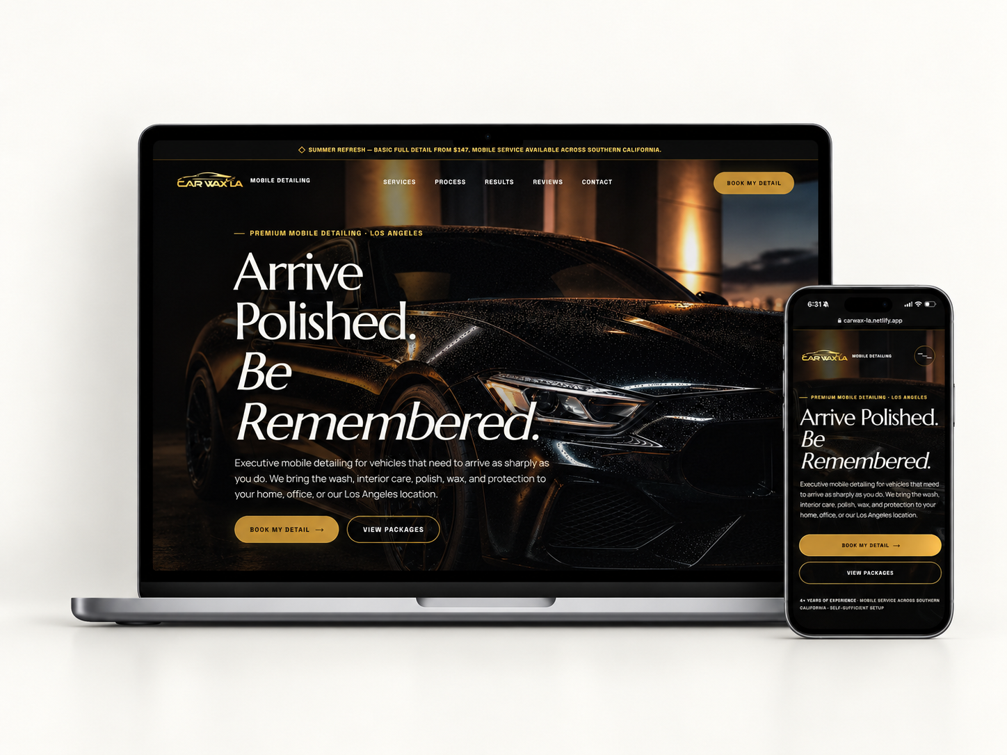 Car Wax LA website design.