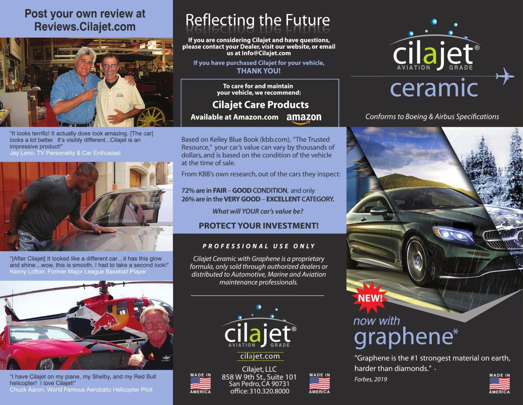 Cilajet Leno endorsement brochure.
