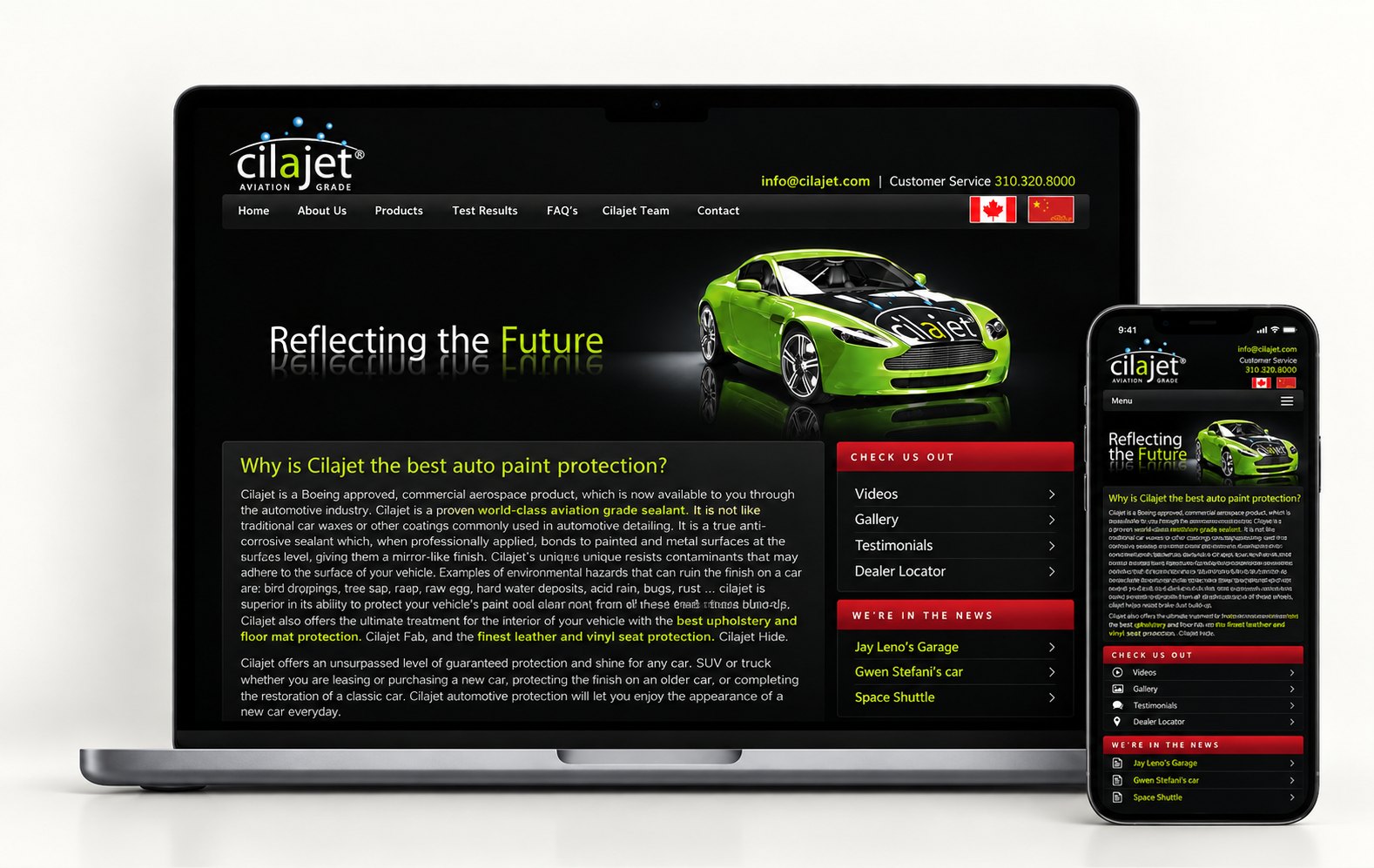 Cilajet website on desktop and mobile.