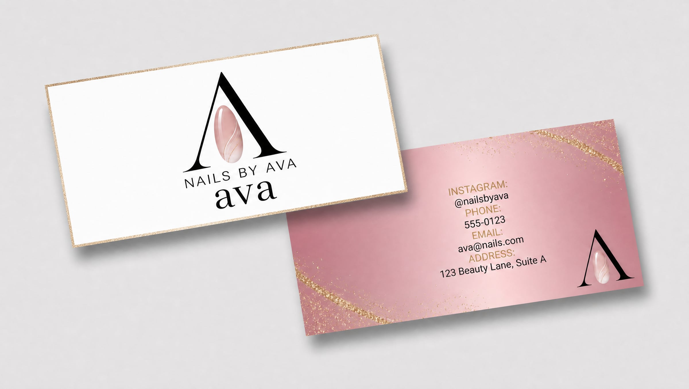 Nails by Ava business card design.