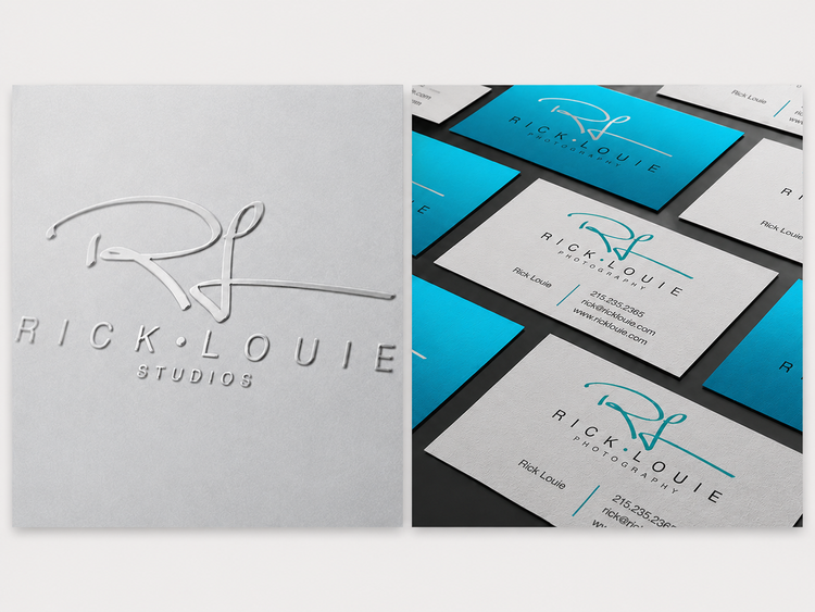 Rick Louie Photography logo and business cards.
